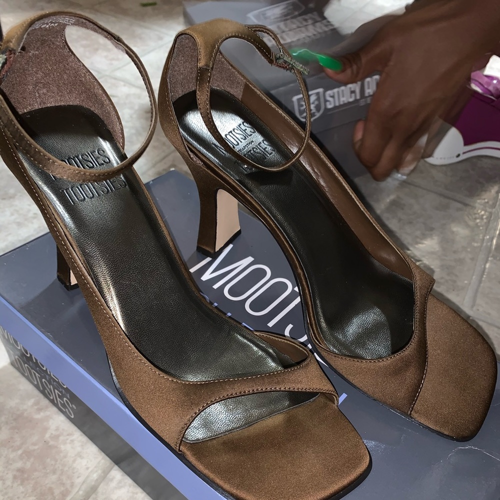 Open Toe Ankle Strap Heel Square Toe